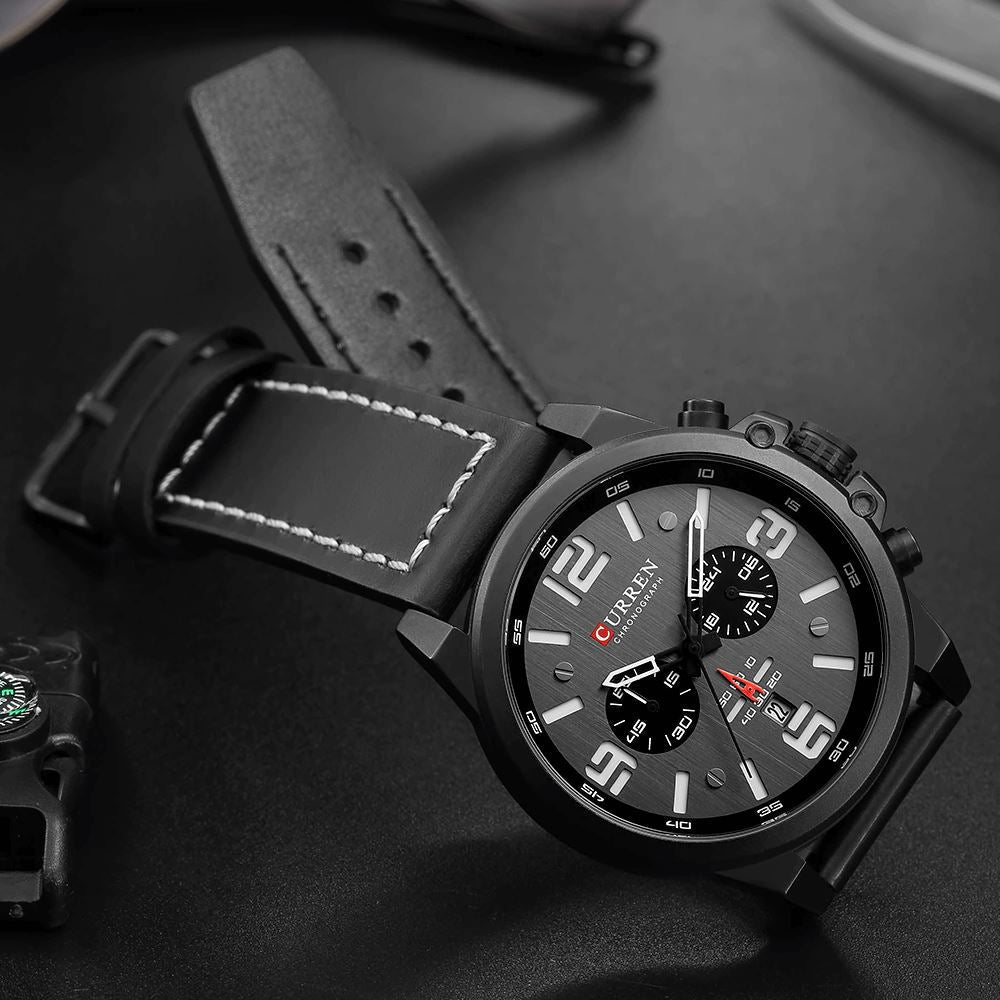Curren Luxury Men’s Leather Watch